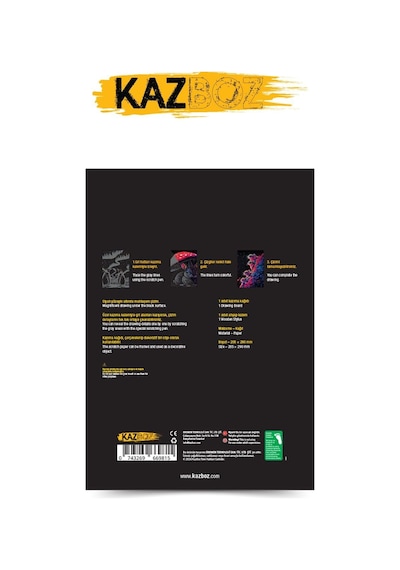 Ayrex Kazboz Kazıma Sanatı Seti, Hayvanlar Temalı, Kağıt, 205x290 Mm, Ahşap Kalem Dahil Diğer