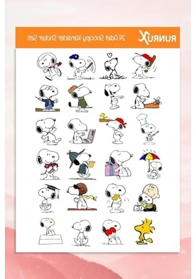 Snoopy Karakter Temalı Etiket Seti - Ajanda, Defter, Laptop, Telefon, Scrapbook Sticker 1