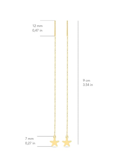 Goldkupe 14 Ayar Altın Yıldız Sallantı Zincir Tek Küpe 0,62 Gr-6622
