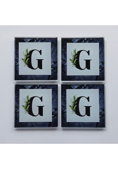 Decorita Cam Bardak Altlığı G Harfli Tasarım 4'lü Takım 10 x 10 CM Çok Renkli