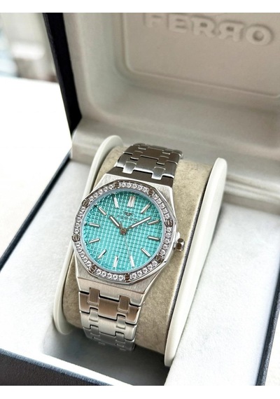 Ferro Fl43029a-a15 Quartz Çelik Gri Turkuaz Kadran 33 Mm Kadın Kol Saati Gri