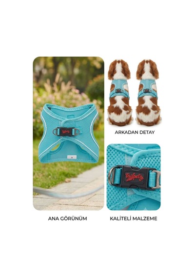 Air Mash Harness Küçük Irk Köpek Göğüs Tasması Okyanus Mavi Mavi