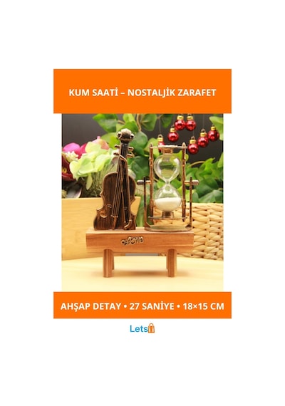 Şık Ahşap Kemancı Tasarımlı Kum Saati 18x15 Cm 1 Adet