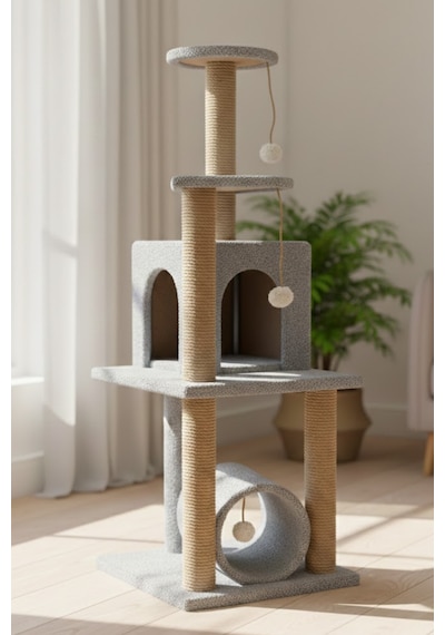 Missidea T06 Kedi Oyun Evi Kedi Tırmalama Ve Oyun Evi Gri