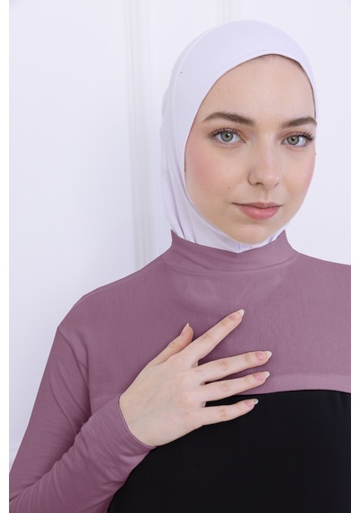 Loggia Balıkçı Yaka Boyunluklu Kolluk Gül Kurusu Pembe - Likralı Dik Yakalı Kadın Body Tesettür Crop Bolero Gül Kurusu