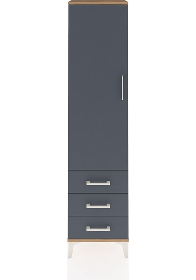 Arges Dolap Tek Raflı 3 Çekmeceli Tek Askılı 44x30x182 Çam-an... Çam