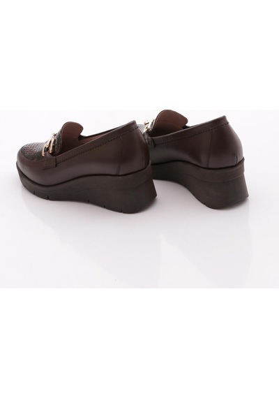 Dgn 1041 Kadin Kalin Taban Comfort Ayakkabi Kahve Yılan