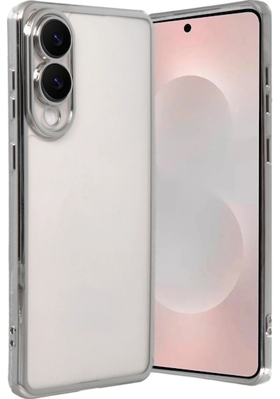 Samsung Uyumlu Galaxy S25 Edge Kamera Korumalı Lensli Silikon Gümüş,