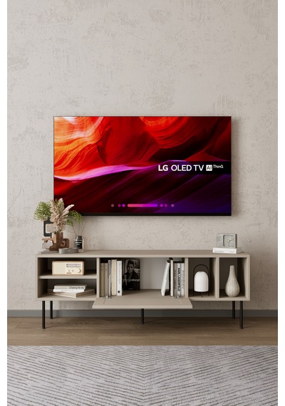 Umay 120 Cm Tv Ünitesi 100% Mdf Metal Ayak Bej