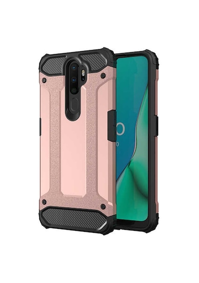 Kilifone - Oppo Uyumlu A5 2020 - Kılıf Çift Katman Zırh Tank Crash Military Kapak - Rose Gold
