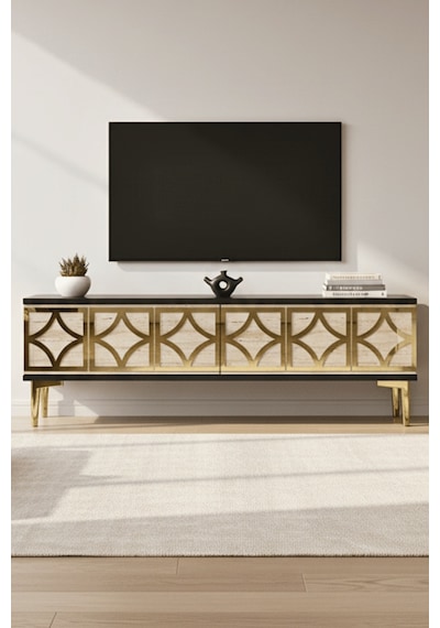 Tsa1237atg - Lemtv120 Tv Stand, Tv Sehpası Antrasit - Traverten - Gold 120cm Tsa1237atg - Lemtv120 Tv Stand, Tv Sehpası Antrasit - Traverten - Gold 120cm
