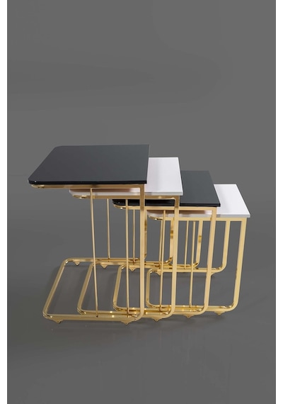 Tekerlekli Veys Sehpa Gold 4 Lü Zigon Sehpa - Orta Sehpa - Yan Se (550698170)
