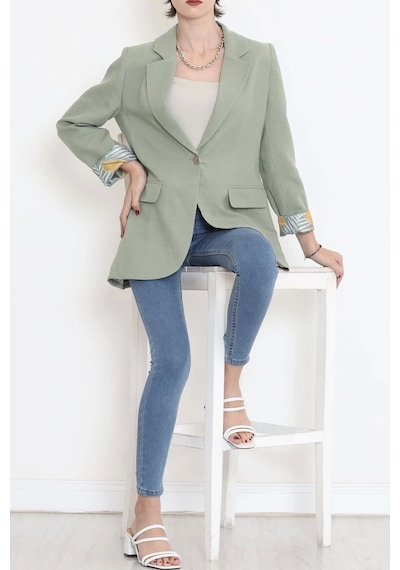 Keten Blazer Ceket Çağla - 2115.1322. Çok Renkli