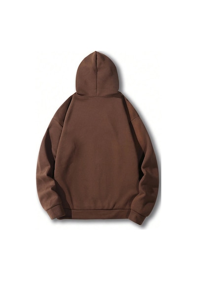 Dreamer Baskılı Oversize Sweatshirt Kahverengi