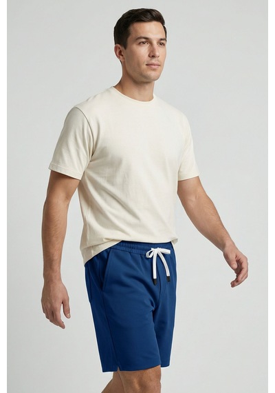 Tommy Life Parlament Standart Fit Basic Arka Cepli Erkek Şort - 88314 Mavi