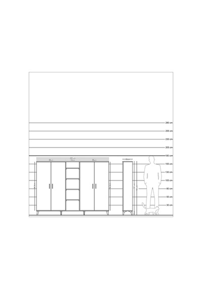 Arges Dolap 12 Raflı 4 Kapaklı 220x30x163 Antrasit-aytaşı Aytası - Antrasıt