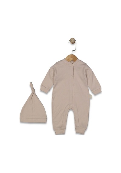 Bebegen Unisex Bej Fitilli Düğümlü Bereli Çıtçıtlı Tulum Çok Renkli