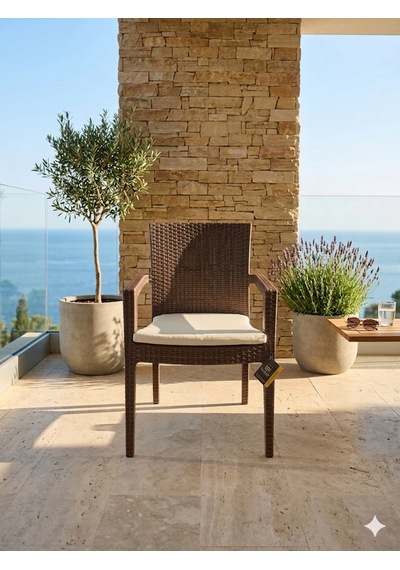 Novussi Paris Rattan Koltuk Minderli 4'lü Paket Kahverengi