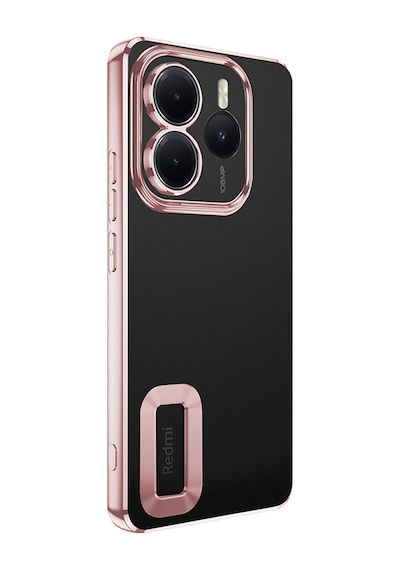 Xiaomi Redmi Note 14 5g Kılıf Kamera Korumalı Logo Gösteren Zore Omega Kapak Gold