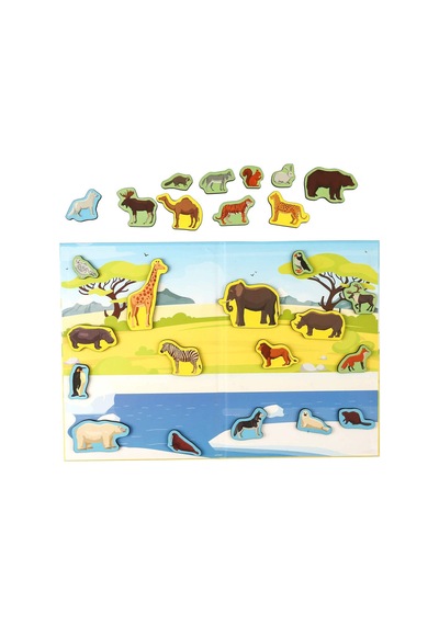 Calimera Toys Ahşap Mıknatıslı Seyahat Kitabı Vahşi Hayvanlar Oyunu