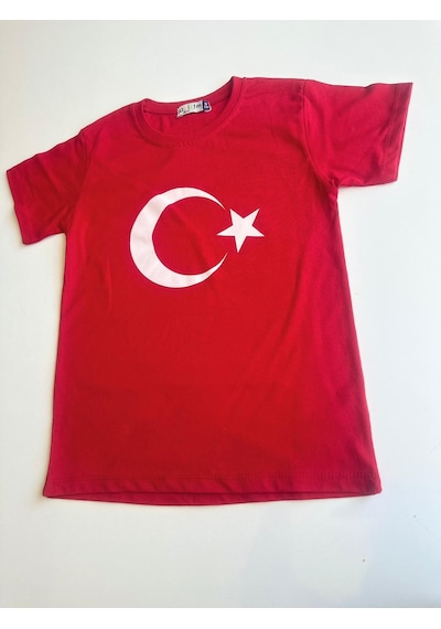 Gala Ay Yıldızlı Türk Bayraklı Tişört Unisex Beyaz