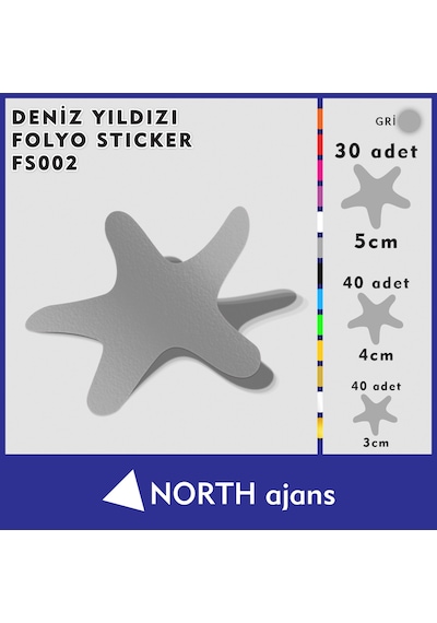 Deniz Yıldızı Folyo Duvar Sticklerı Gri