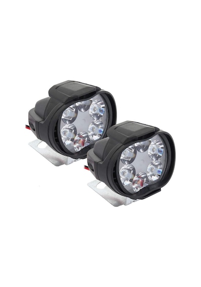 2 Adet 6 Ledli Motosiklet Scooter Uyumlu Led Sis Farı Çakar Ve Sabit Mod Açma Kapatma Tuşlu Lamba