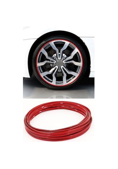 Jant Çevresine 10 Metre 9 Mm Sportif Kırmızı Şerit Jant Bandı (509958186)