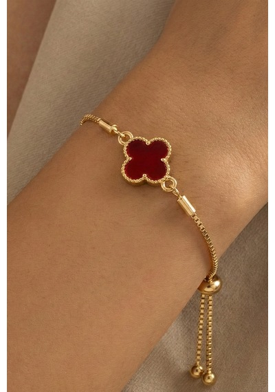 Gold Bordo Taşlı Asansör Bileklik Çok Renkli