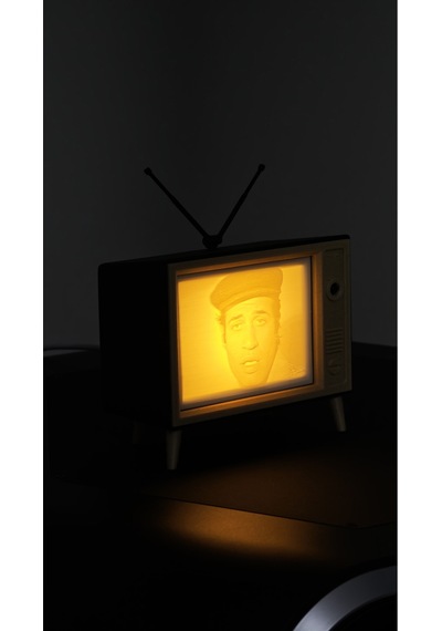 Morfem3d Özelleştirilebilir Retro Tv Görünümlü Aydınlatmalı Litofan Type-c Girişli Özel Tasarım Siyah - Beyaz