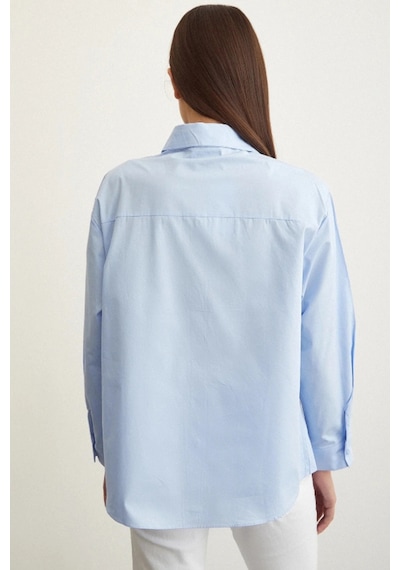 Meine Liebe Unterwäsche Taş Detaylı Oversize Gömlek Mavi