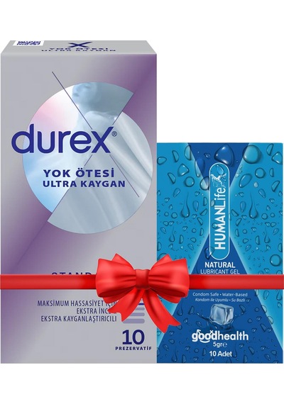 Durex Yok Ötesi Ultra Kaygan Prezervatif 10'lu + Humanlife 5 Gr X 10 Doğal Jel Lubricant