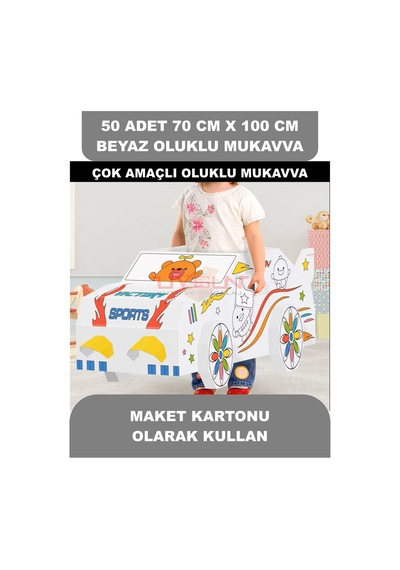 50 Adet 70cm X 100cm Baskısız Beyaz Oluklu Mukavva, Çocuk Etkinlik Kartonu, Maket Kartonu, Kargo Kartonu