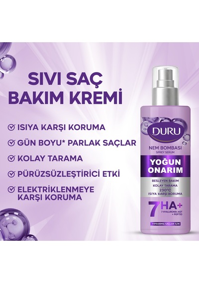 Nem Bombası 7 Li Hyaluronik Asit Ve Peptidli Yoğun Onarıcı Saç Bakım Spreyi 190 Ml