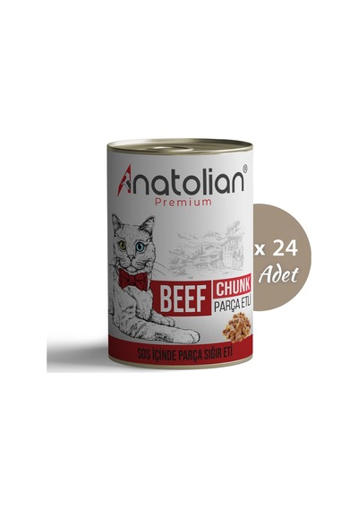 Anatolian Premium Biftekli Parça Etli Yetişkin Kedi Konservesi 24 x 400 G
