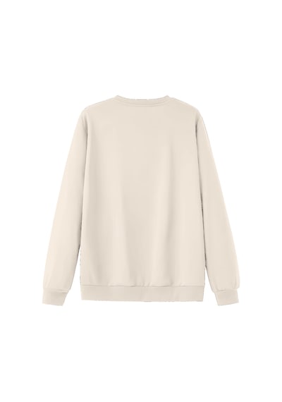 Uyguntarz Unisex Milano Italıa Tasarım Baskılı Bisiklet Yaka Sweatshirt Bej