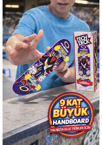Tech Deck Finesse X Sonic The Hedgehog Handboard El Kaykayı Mini Skateboard 27 Cm 6+ Oyuncak Figürlü