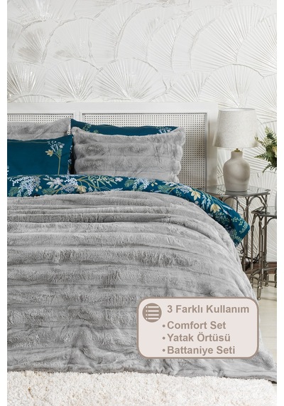 Elart Marsel Comfort Uyku Seti 220x240 Cm Gri Gri