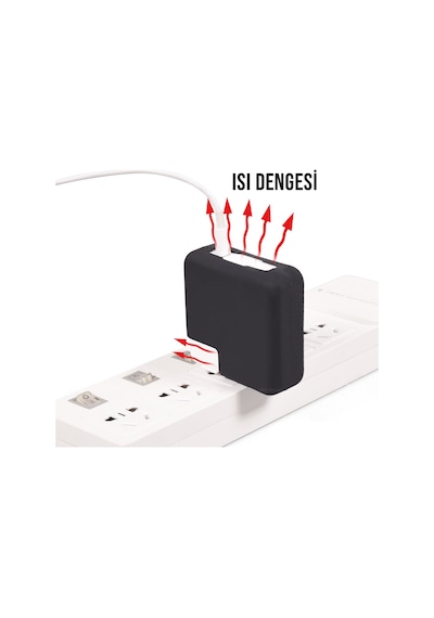 Magsafe Şarj Aleti Silikon Kılıfı Mac Pro Magsafe 1-2 85w Usb-c 87w-96w-140w Uyumlu Siyah