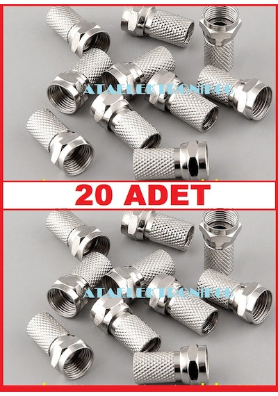 20 Adet F Konnektör Jak Aparat Rg6 Koaksiyel Kablo Ucu
