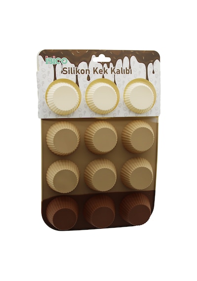 Silikon Muffin Kek Kalıbı Askılı Klasik Çizgili Çok  Renkli