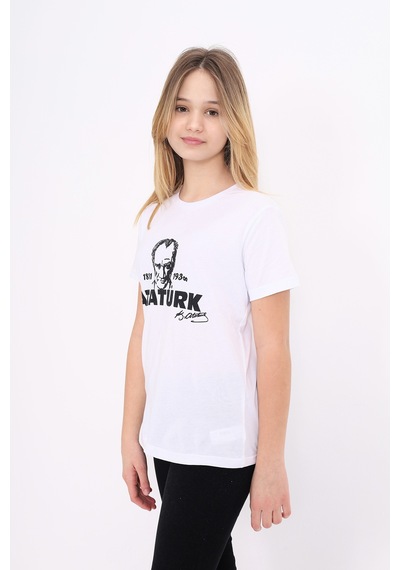 Toontoy Kids Toontoy Unisex Çocuk Baskılı Tişört Beyaz