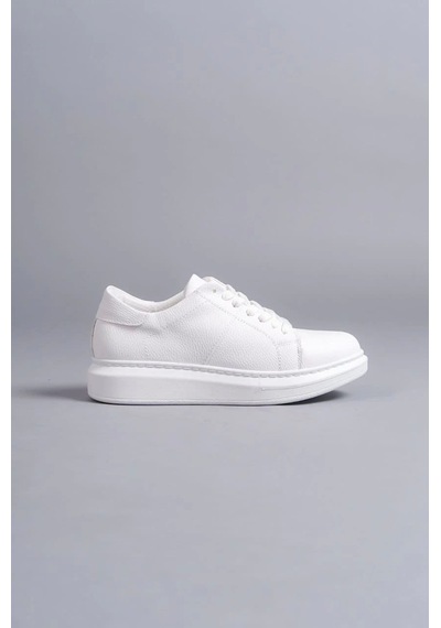 Slw151 Boost Bağcıklı Cilt Erkek Günlük Sneaker Ayakkabı Bt Beyaz Beyaz