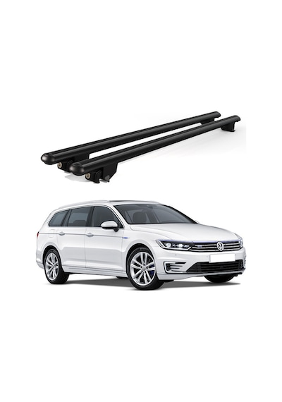 Kanca Volkswagen Passat B8 Alltrack 2015 Vesonrası Uyumlu Siyah Kilitli Ara Atkı 120cm Port Bagaj Tavan Barı