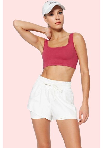 Ersefa Moda Örme Normal Bel Boru Paça Sportswear Haki Paraşüt Kumaş 2 Ka Beyaz