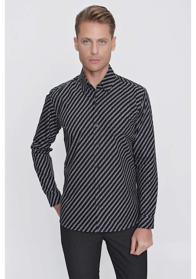 Efor G 1517 Slim Fit Siyah Spor Gömlek Siyah
