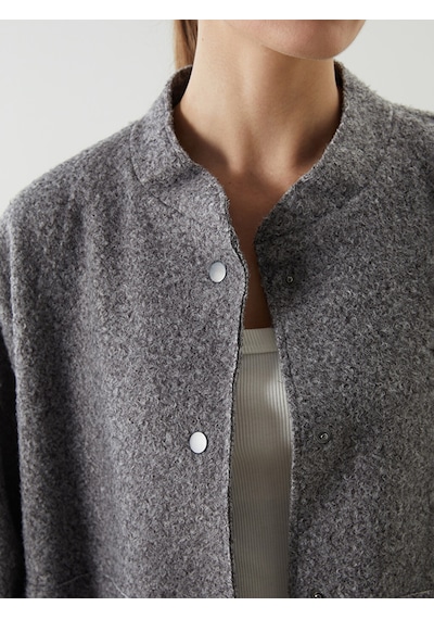 Lcwaıkıkı Classic Gri Kolej Yaka Oversize Kadın Bomber Mont