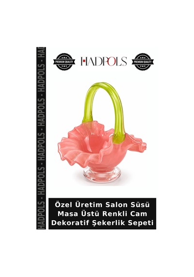 Özel Üretim Salon Süsü Masa Üstü Renkli Cam Dekoratif Şekerlik Sepeti