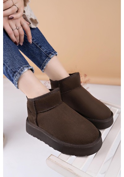Nesilshoes Nesil Shoes Ypr 8391 Kahve Süet İçi Kürklü Su İtici Kadın Bot Kahve Nubuk