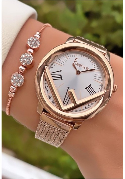 Freelook Mrd11458 Rose Gold Çelik Kordon Kadın Kol Saati Bileklik Hediyeli